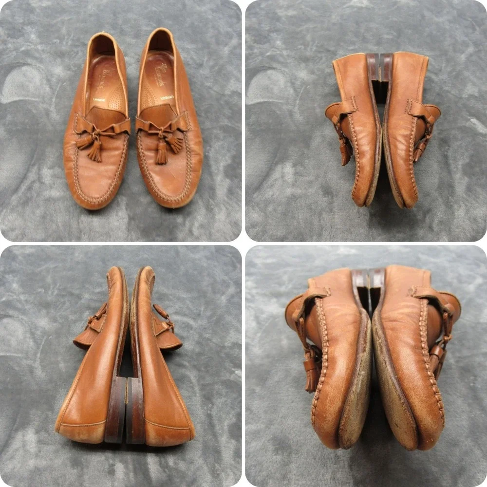 Allen Edmonds Urbino Loafers Men 8.5D Brown Leather Tassel Dress Italy Made Shoe